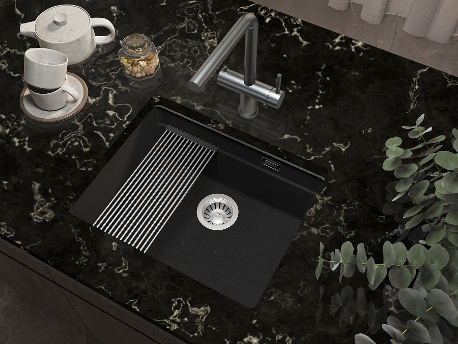 Кухонная мойка Grandex Aqua COMFORT 56U BLACK METALIC