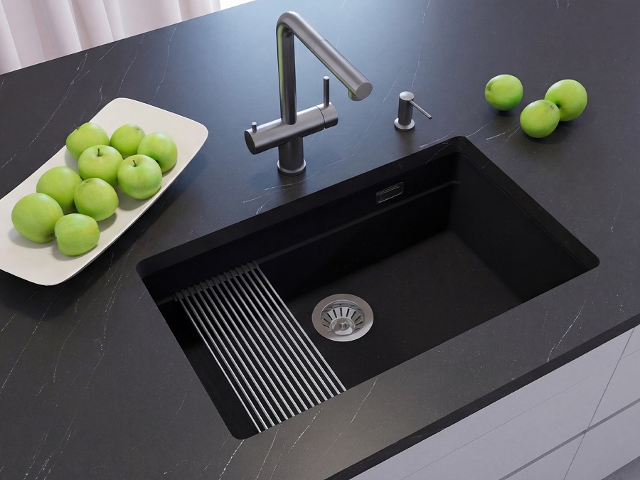 Кухонная мойка Grandex Aqua COMFORT 73U CARBON