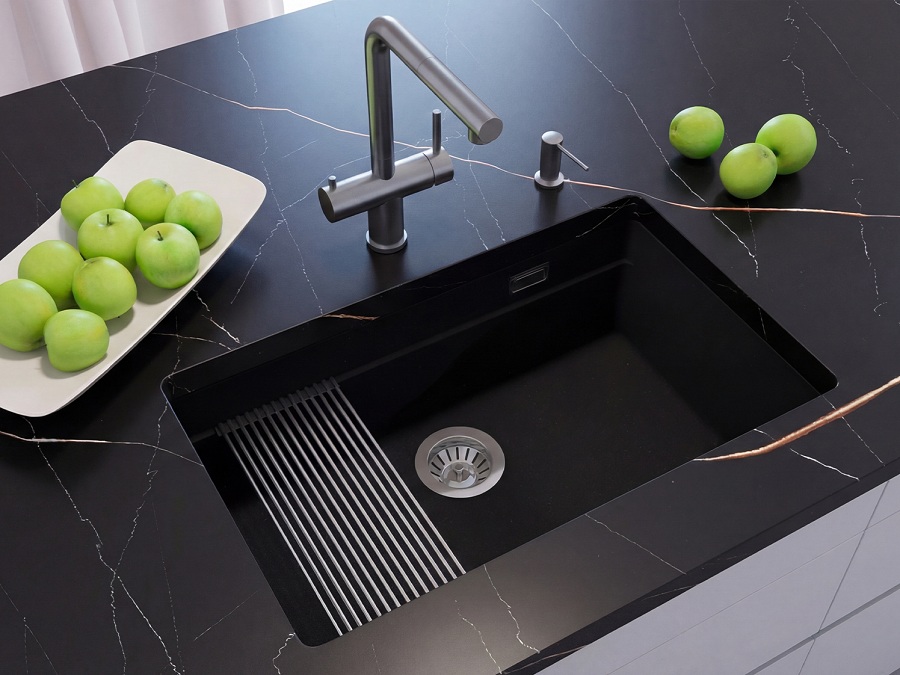 Кухонная мойка Grandex Aqua COMFORT 73U CARBON