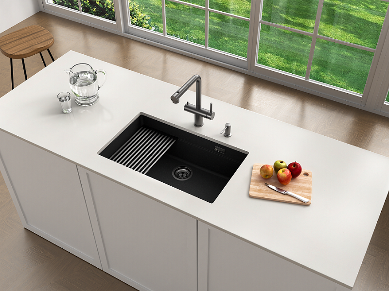 Кухонная мойка Grandex Aqua COMFORT 73U CARBON