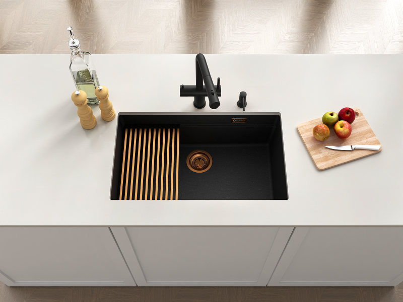 Кухонная мойка Grandex Aqua COMFORT 73U BLACK METALIC